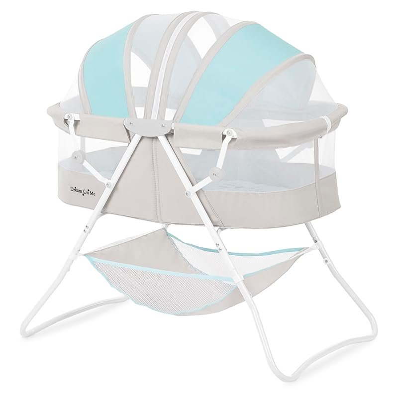Dream On Me Karley Lightweight Travel Baby Bassinet with Double Canopy