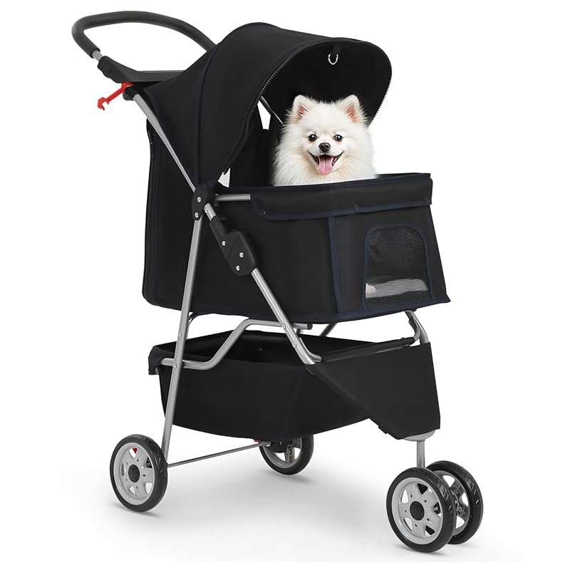 BestPet 3-Wheel Pet Stroller for Dogs and Cats, Breathable Mesh, Light