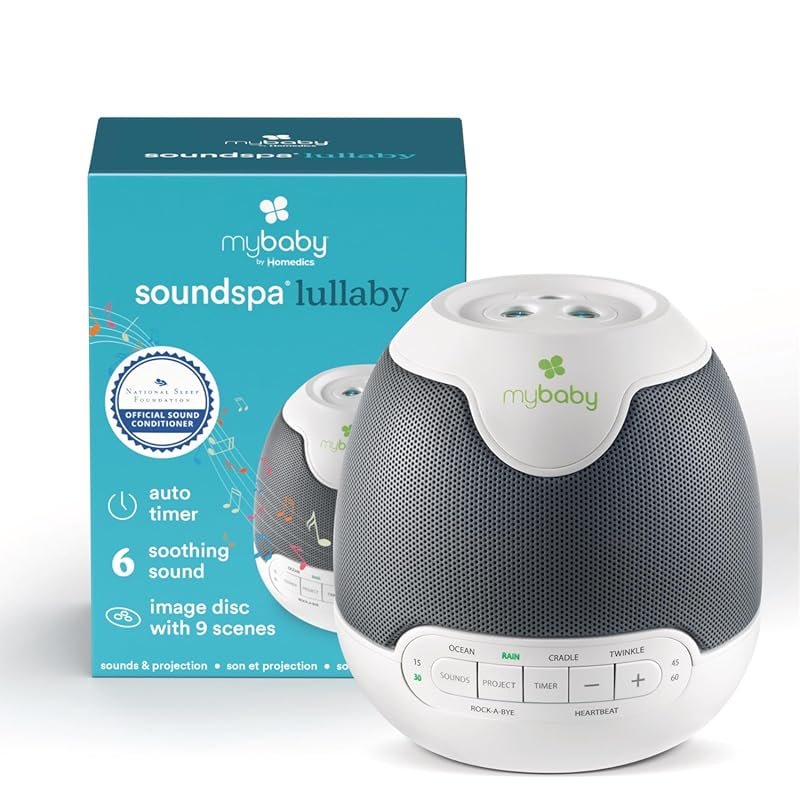 MyBaby Lullaby Sound Machine and Projector, 6 Sounds, Auto-Off Timer, 