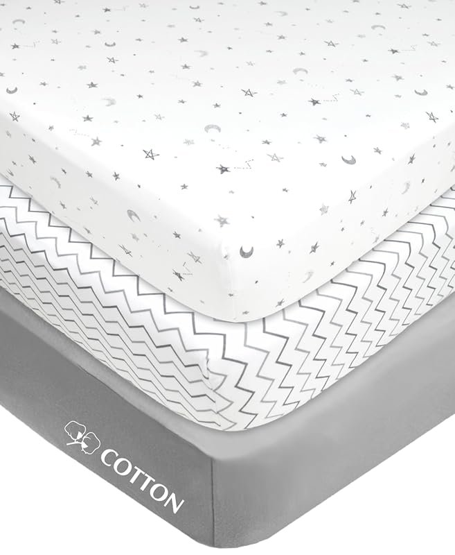 American Baby Company 3-Pack Natural Cotton Mini Crib Sheets, Soft Bre