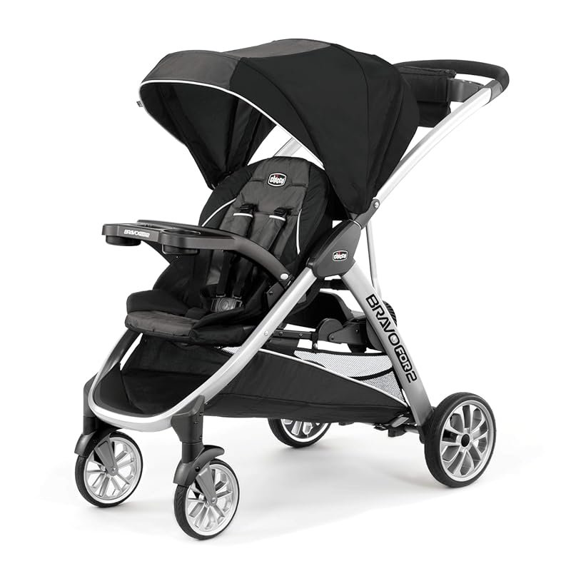 Chicco BravoFor2 Standing/Sitting Double Stroller, Iron Black/Grey