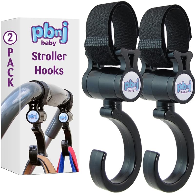 PBnJ Baby Stroller Hooks, Organizer Clip for Travel, Purse, and Diaper