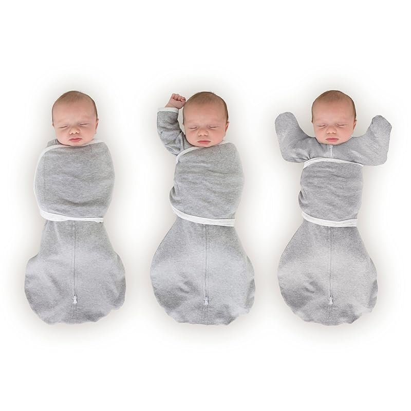 SwaddleDesigns 6-Way Omni Swaddle Sack, Arms Up, Heathered Gray