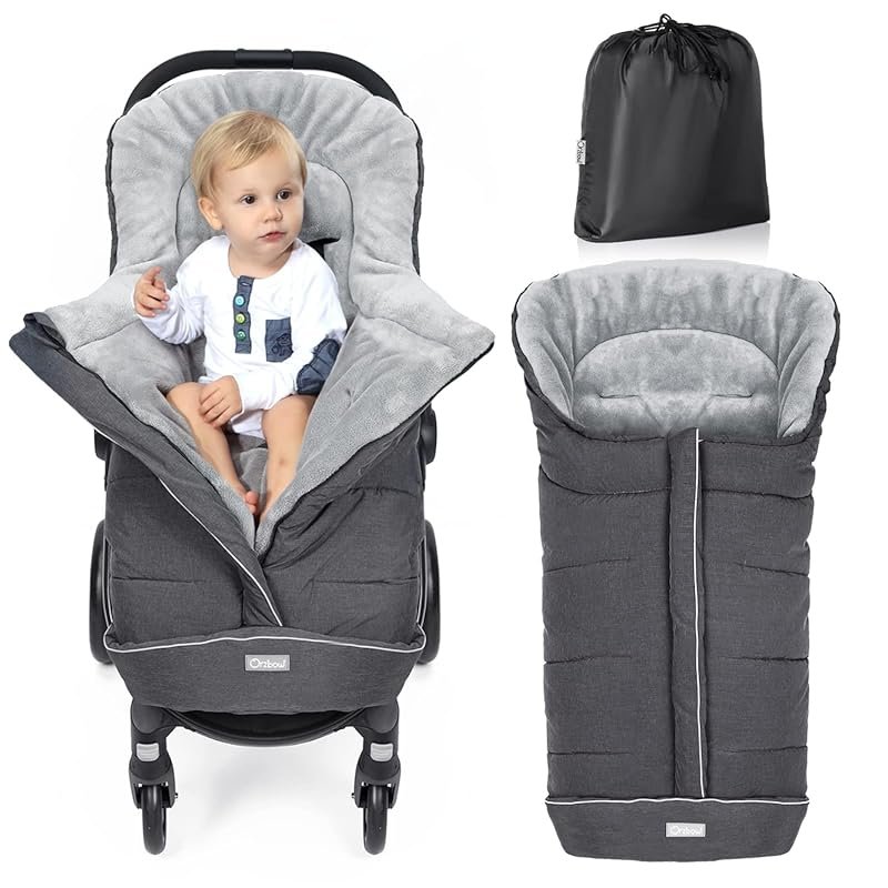 Orzbow Universal Waterproof Stroller Footmuff, Coral Fleece Lined Wint