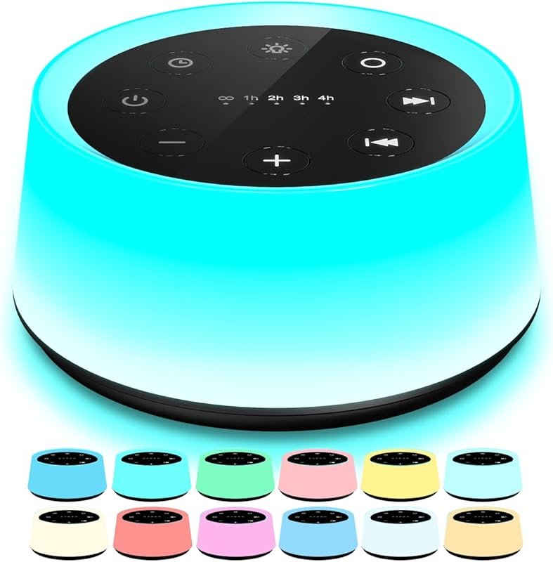 ColorsNoise Sound Machine with 30 Sounds, 12-Color Night Light, Memory