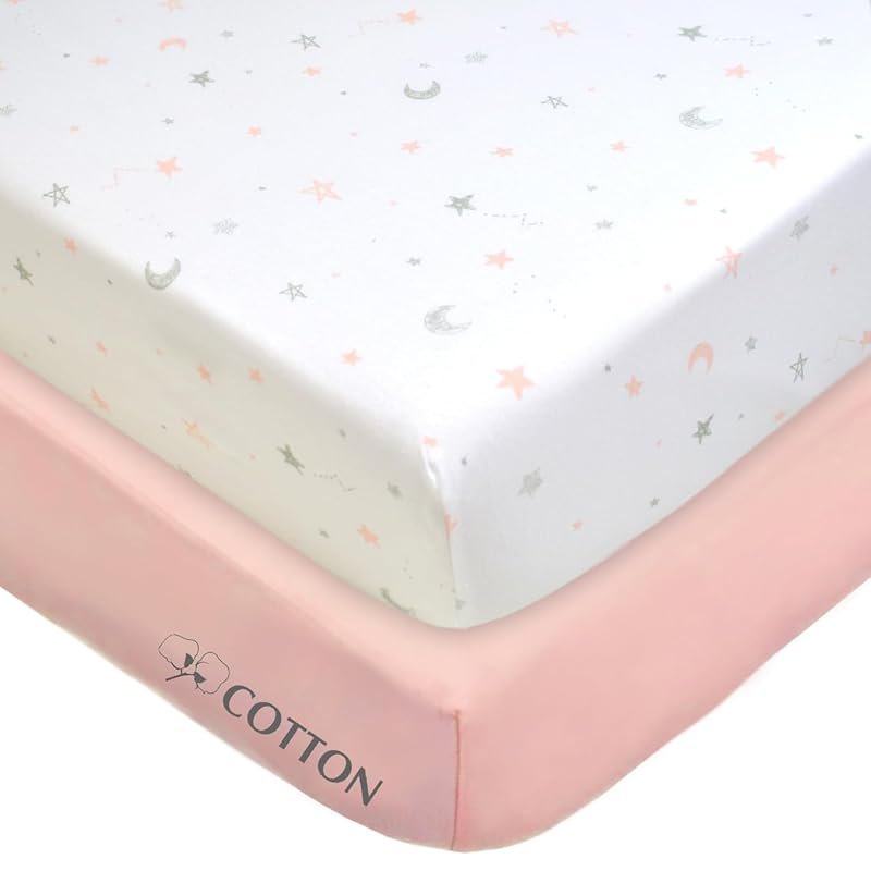 American Baby Company 2-Pack Natural Cotton Fitted Crib Sheets, Soft B