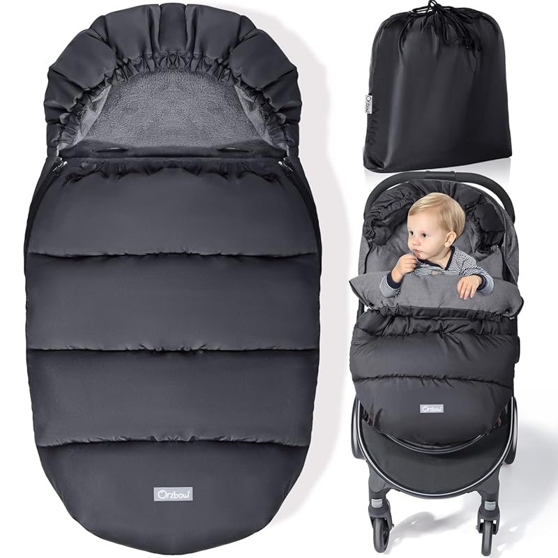 Orzbow Universal Winter Stroller Footmuff, Warm Coral Fleece Bunting B