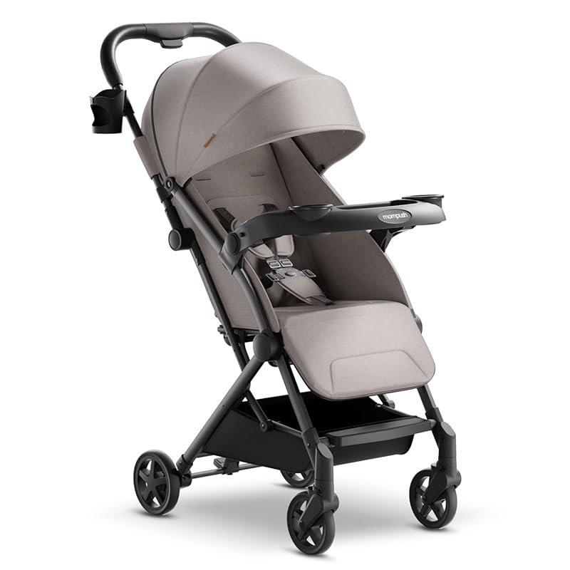 Mompush Lithe V2 Lightweight Travel Stroller, One-Hand Fold, Snack Tra