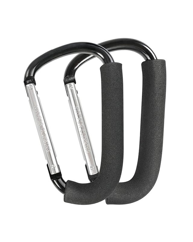 Large 6.3-Inch Stroller Hooks for Hanging Bags, Heavy-Duty Carabiner C