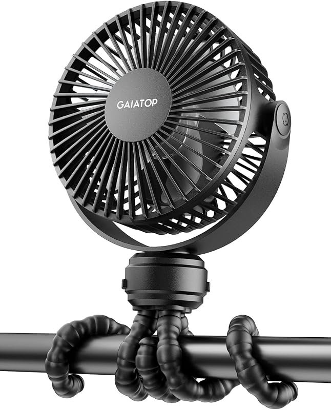 Gaiatop Mini Portable Stroller Fan, Rechargeable 3-Speed Clip-On with 