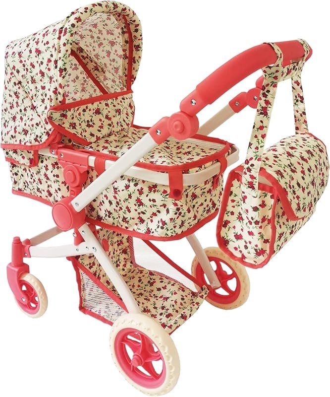 Convertible 2-in-1 Baby Doll Stroller with Adjustable Bassinet, Storag
