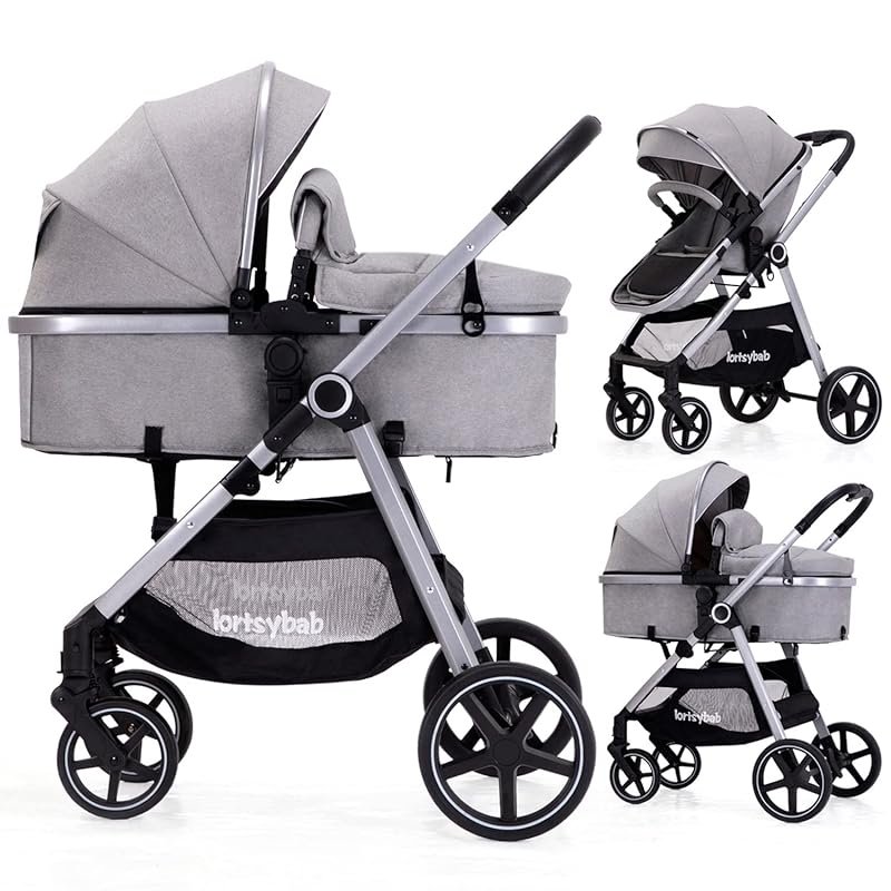 Lortsybab 2-in-1 Folding Baby Stroller with Reversible Seat for Newbor