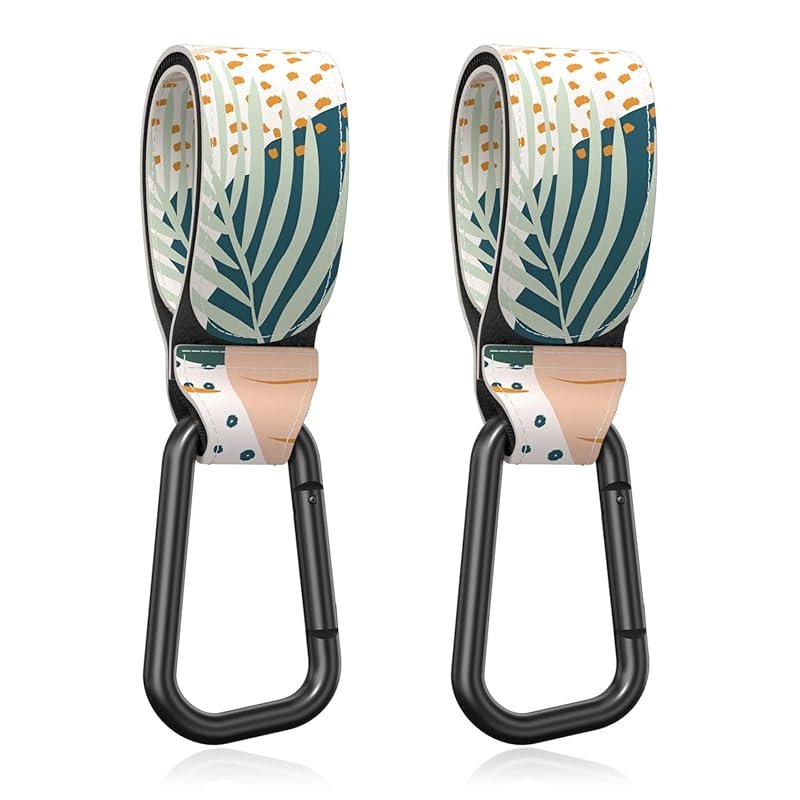 Universal Baby Stroller Hooks for Bags, Abstract Leaf Clips, Non-Slip,