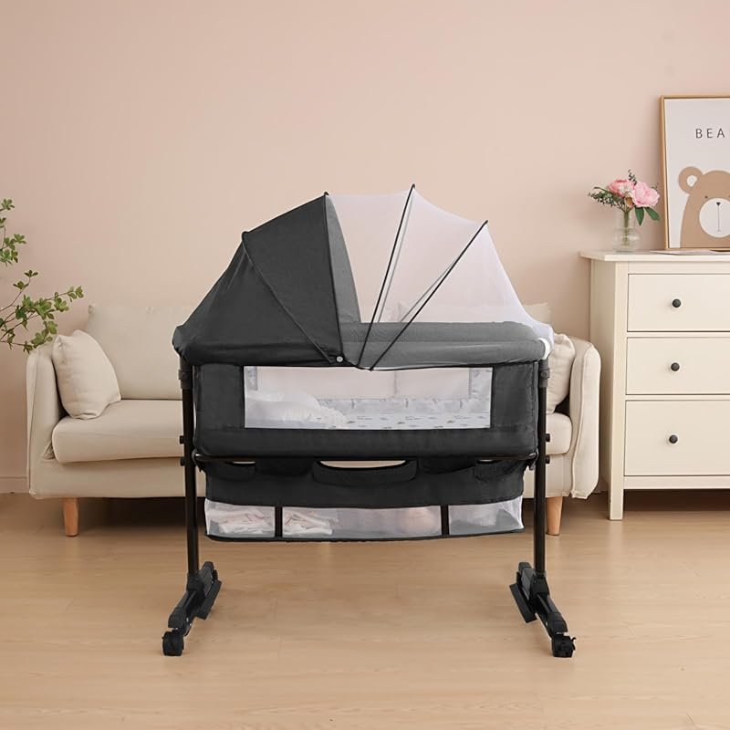 YADAQE 3-in-1 Convertible Baby Bassinet with Swivel Wheels, Adjustable