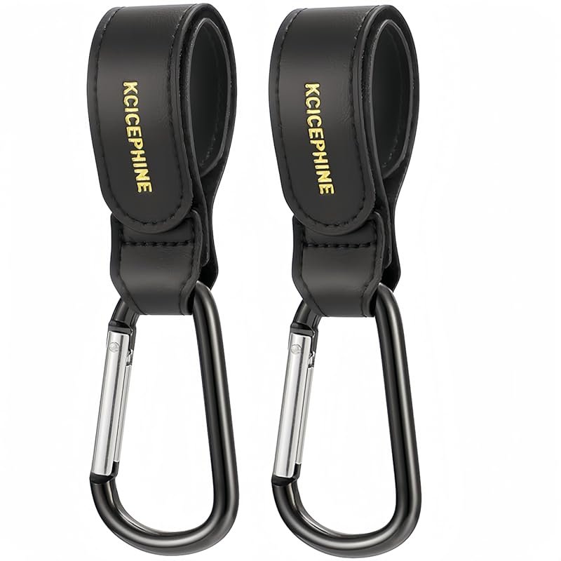 2-Pack Adjustable Stroller Hooks, Carabiner Clips for Diaper Bags, Bik