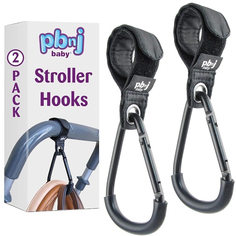 Large Stroller Hooks for Diaper Bags, Mommy Clip Organizer, 2 Pack