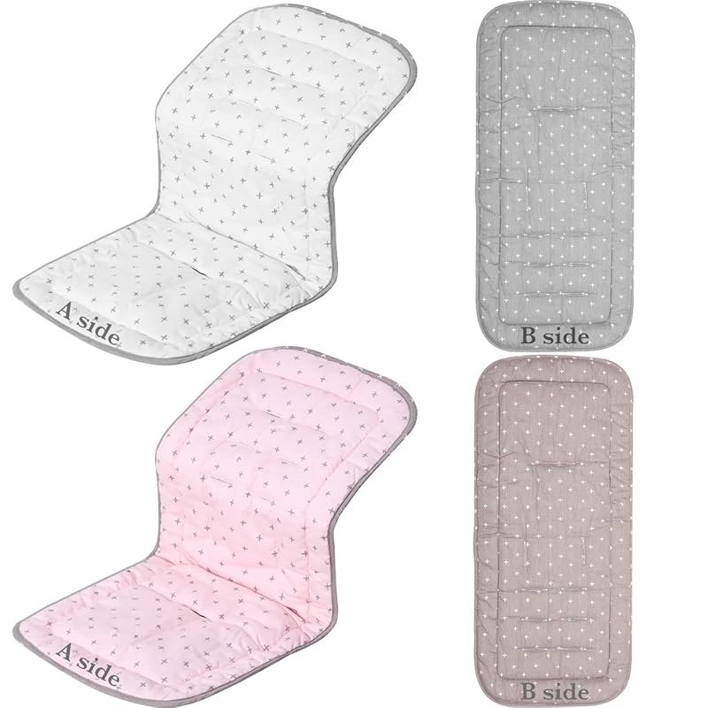 Thyle 2-Piece Reversible Stroller Seat Cushion, Breathable Cotton Baby