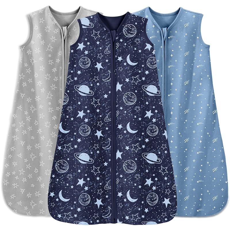 Unnivoll Baby Sleep Sack, 6-12 Months, 3-Pack Cotton 0.5 TOG Wearable 