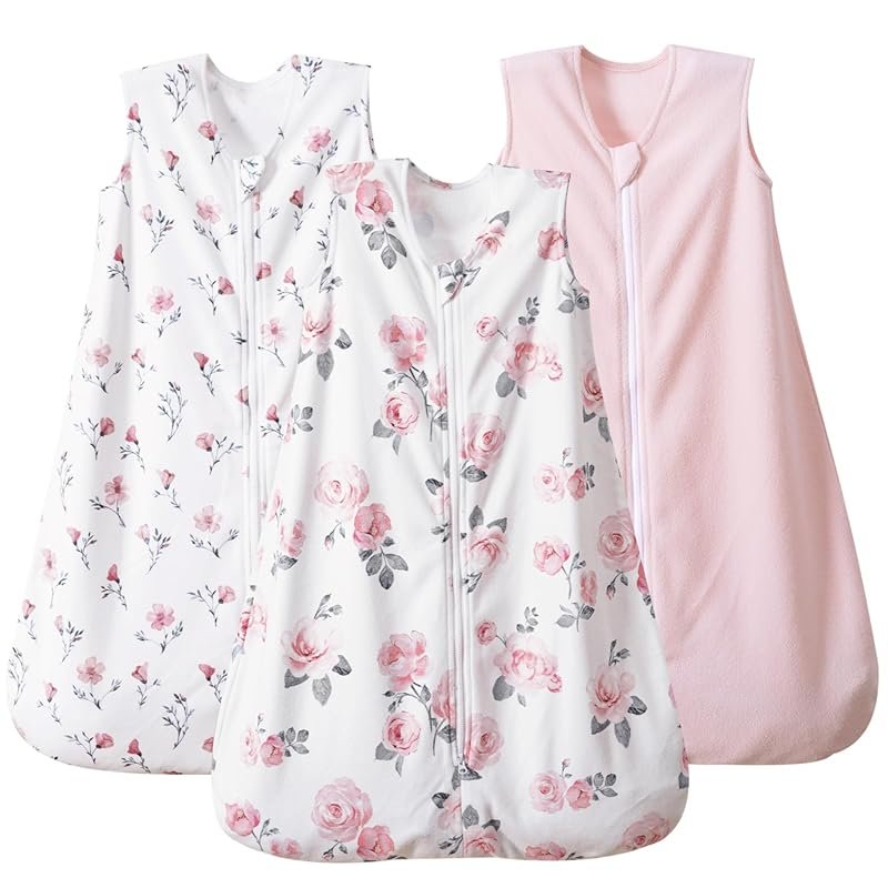 PHF 3 Pack Micro-Fleece Baby Sleep Sack, 6-12 Months, Soft 2-Way Zippe