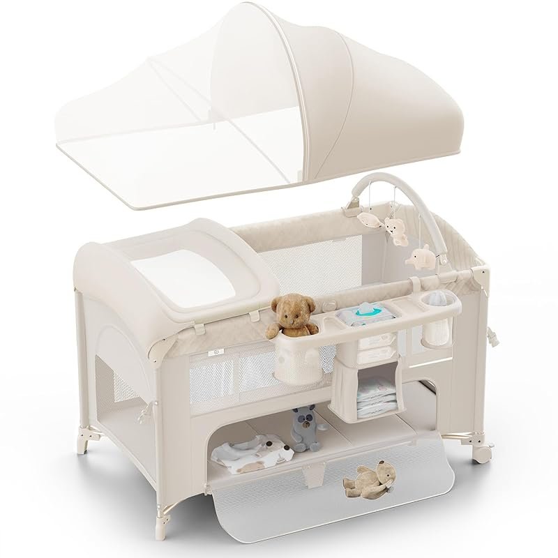 Obee Odee 4-in-1 Baby Bassinet Pack and Play with Diaper Changer