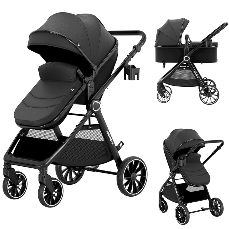 Accombe 2-in-1 Baby Stroller with Convertible Bassinet and Footmuff, B