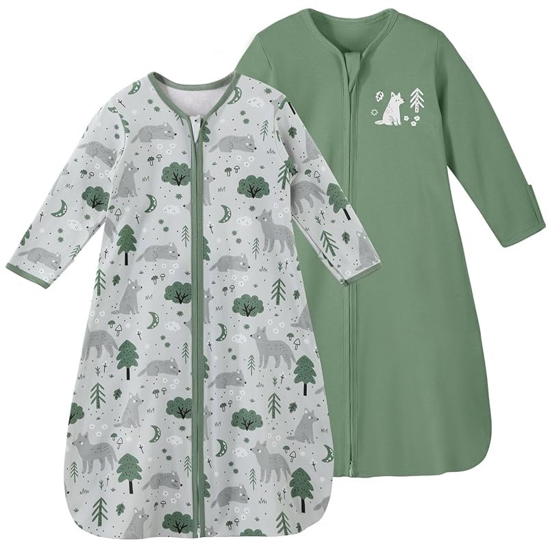 Yoofoss Baby Sleep Sack 6-12 Months, 100% Cotton Long Sleeve Wearable 