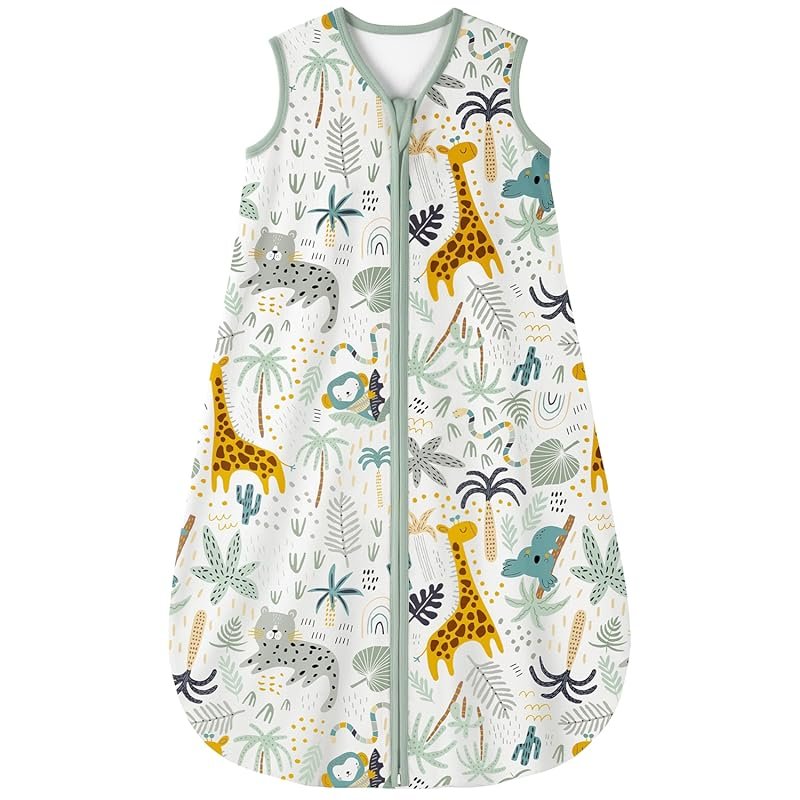 Yoofoss Cotton Baby Sleep Sack, 6-12 Months, 0.5 TOG Giraffe 2-Way Zip