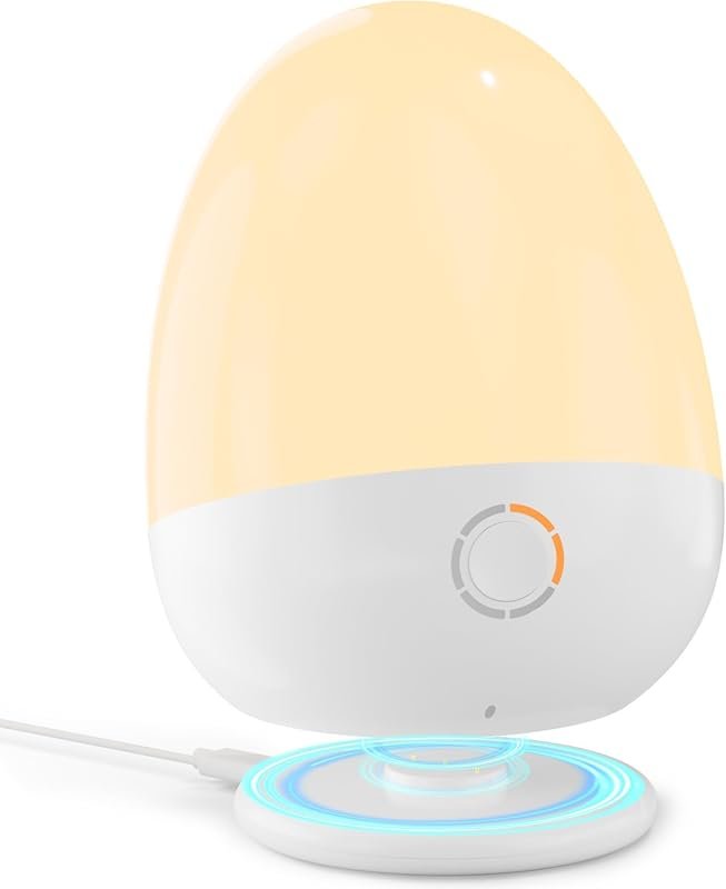 Touch Egg Night Light for Nursery, Rechargeable Dimmable Lamp with Fee