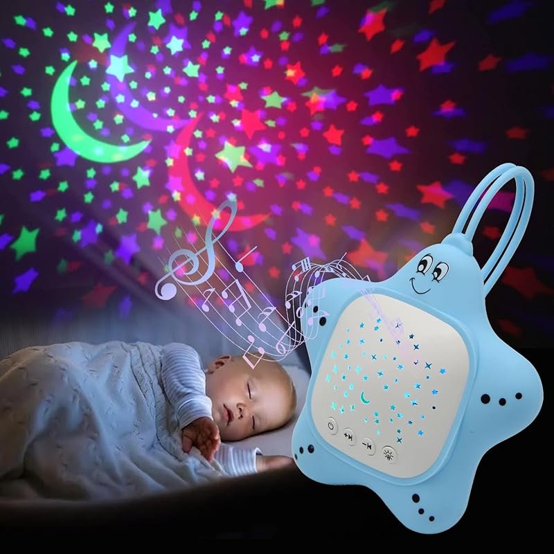 Portable Baby White Noise Machine with Rechargeable Soother, Projector