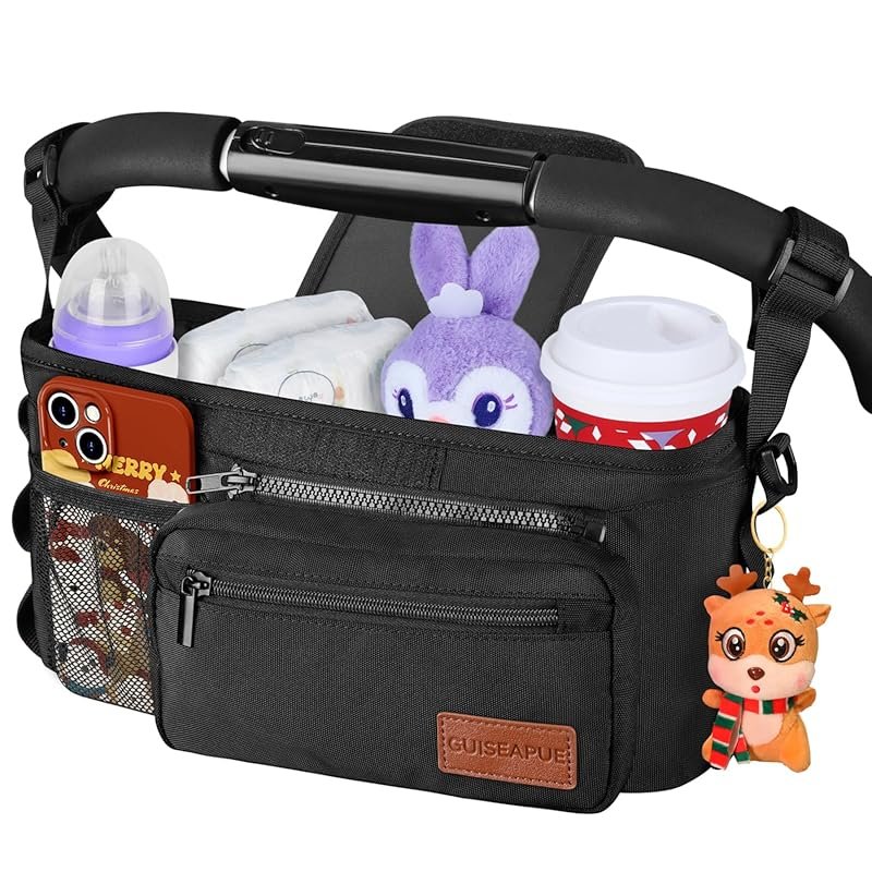 Guiseapue Universal Stroller Organizer, Cup Holder Caddy with Detachab