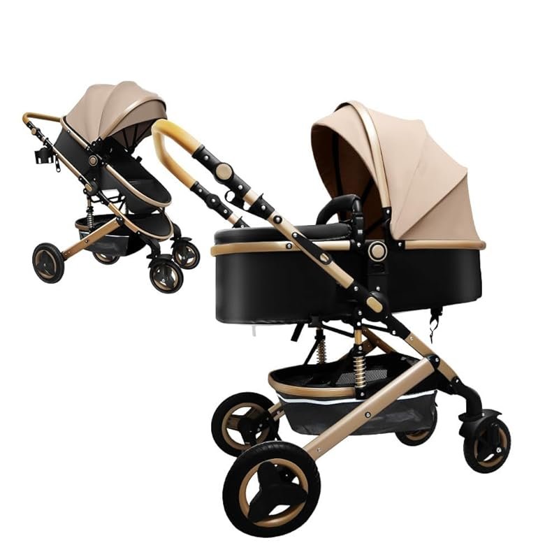 Luxury 2-in-1 Baby Stroller with Bassinet Mode, Foldable High Landscap