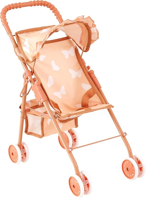 My First Baby Doll Stroller for Toddlers with Folding Frame, Canopy, S