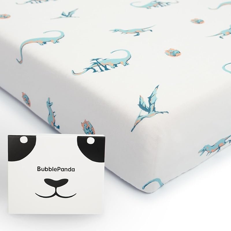 BubblePanda Bamboo Crib Sheets, Soft Stretchy Fitted Sheet for Standar