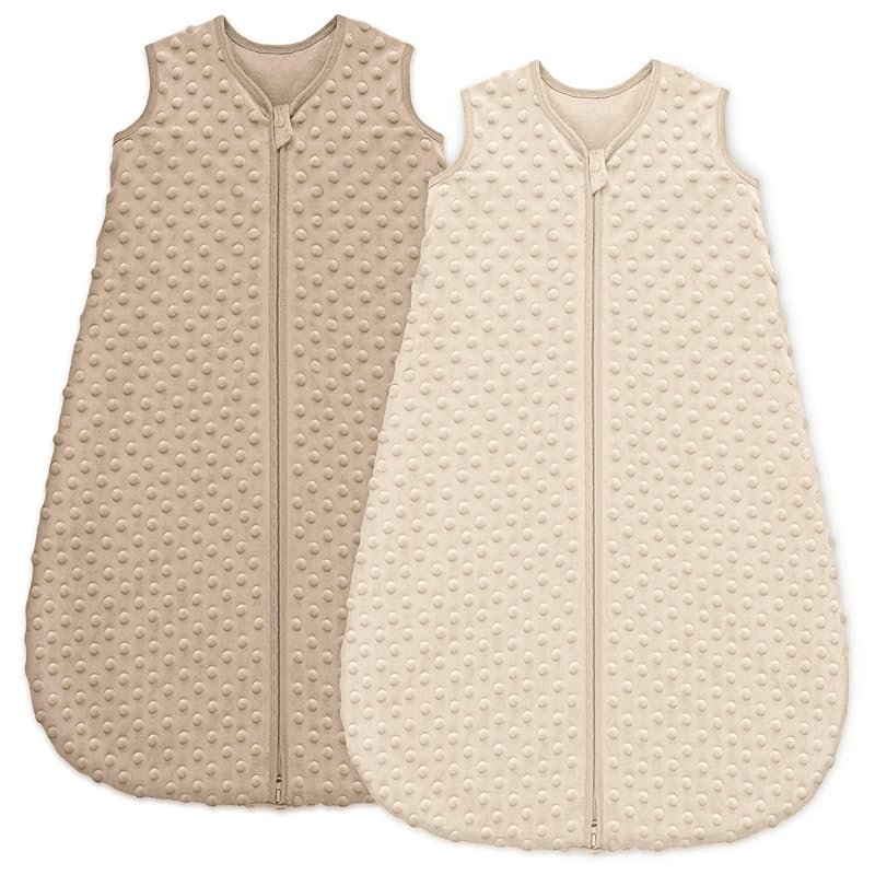 Unnivoll Fleece Baby Sleep Sack, 6-12 Months, Plush Dots 1.5 Tog, Coff