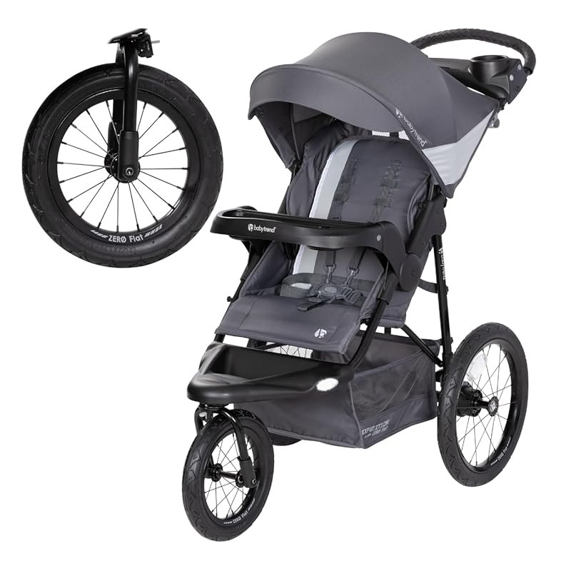 Baby Trend Expedition Zero Flat Jogger Stroller, Dash Grey, LED Lights