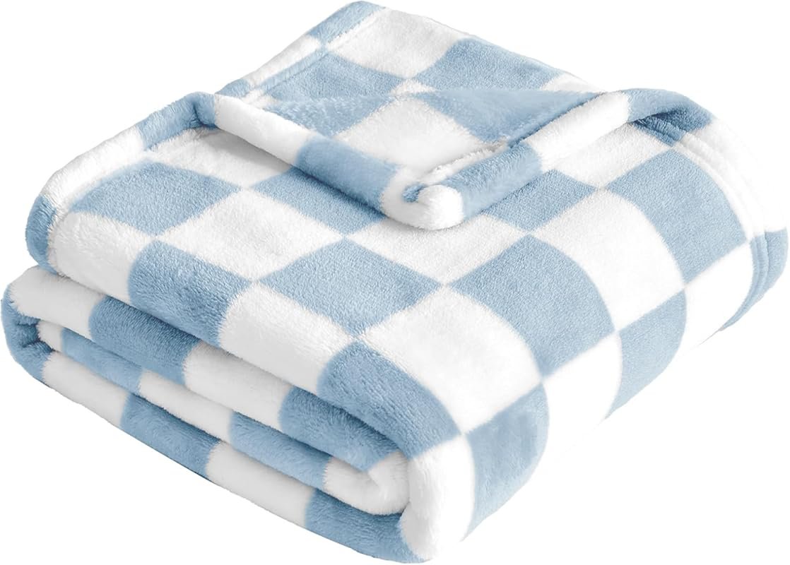 Yurhap Checkered Ultra Soft Fleece Baby Blanket, Cozy Receiving Blanke