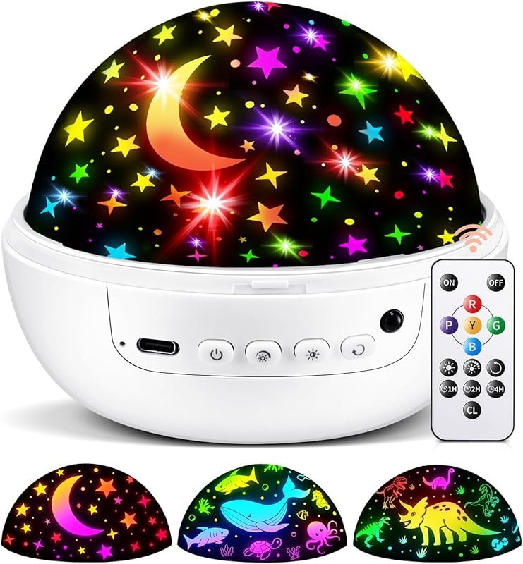 COOLNIGHT Boy Room Decor, Starry Moon Projector Night Light