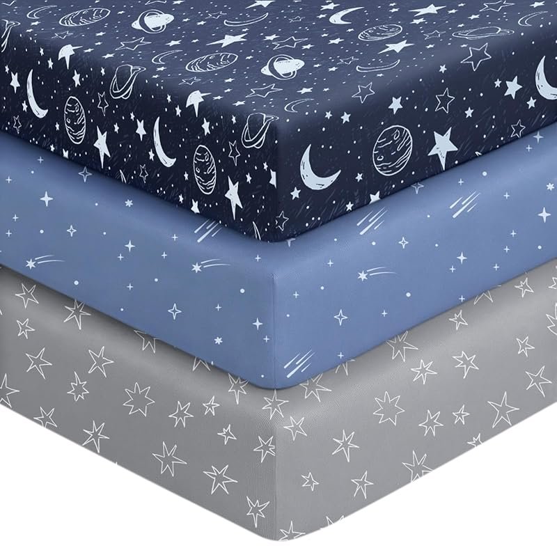 Unnivoll 3-Pack Baby Crib Sheets, Soft Breathable Microfiber for Stand
