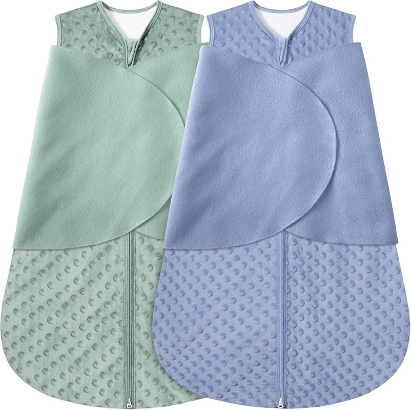 BSTOPPT Fleece Baby Sleep Sack Swaddle, 3-Way Adjustable Wearable Blan