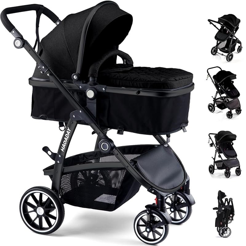 2-in-1 Reversible Baby Stroller with Lie-Flat Seat, Canopy, and Adjust