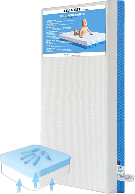 Dual-Sided Gel Memory Foam Crib Mattress with Removable Cover, Breatha