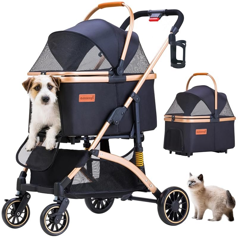 Lightweight Pet Stroller for Small Dogs and Cats, 6-Shock Absorption, 
