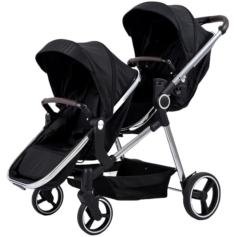 Foldable Tandem Double Stroller for Twins, Convertible to Single, Ligh