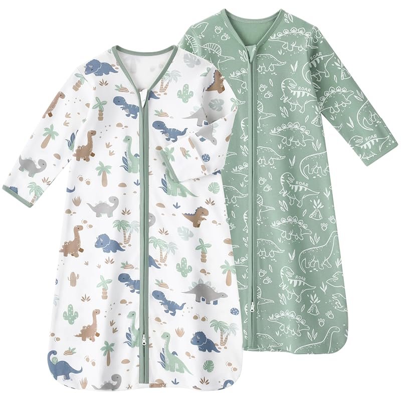 Baby Sleep Sack 6-12 Months, Long Sleeve Cotton Wearable Blanket with 