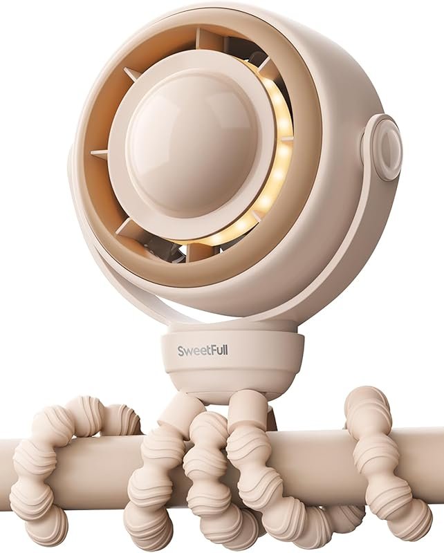 SWEETFULL 4000mAh Rechargeable Stroller Fan with LED Display, Night Li