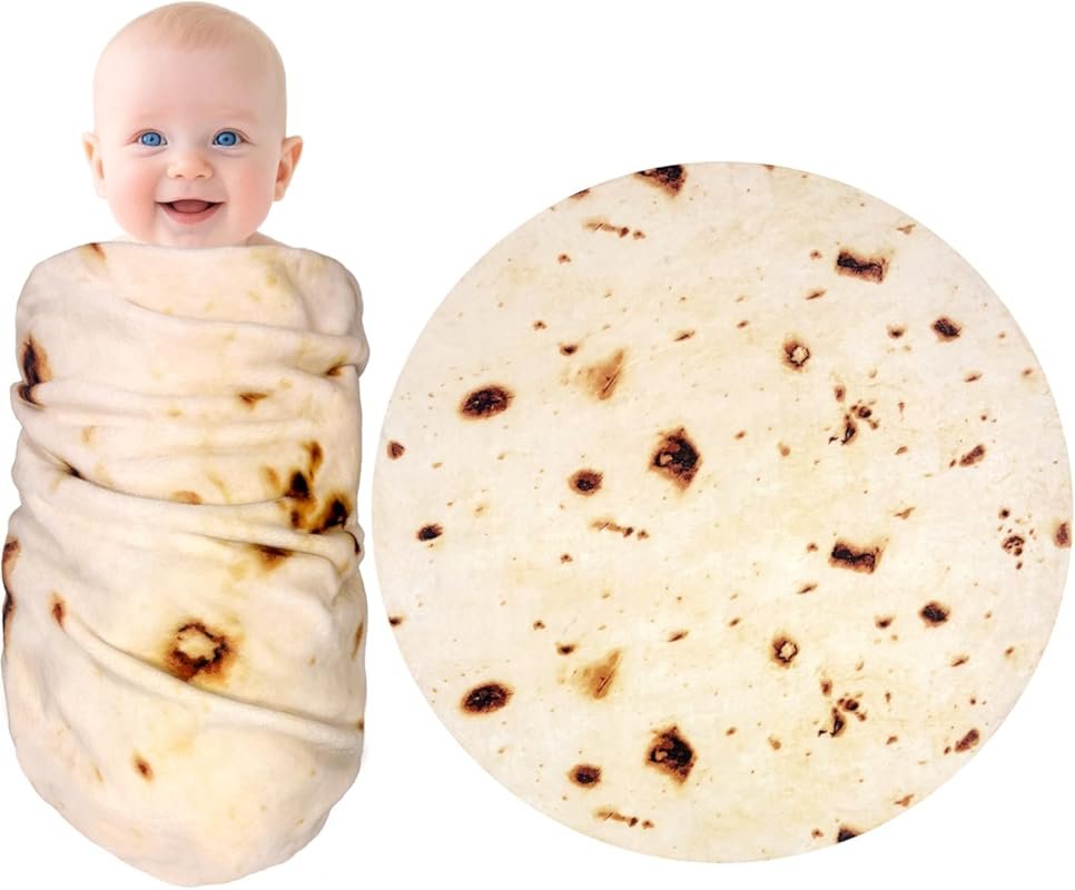 mermaker Burritos Tortilla Swaddle Blanket, Soft Flannel Taco Wrap for