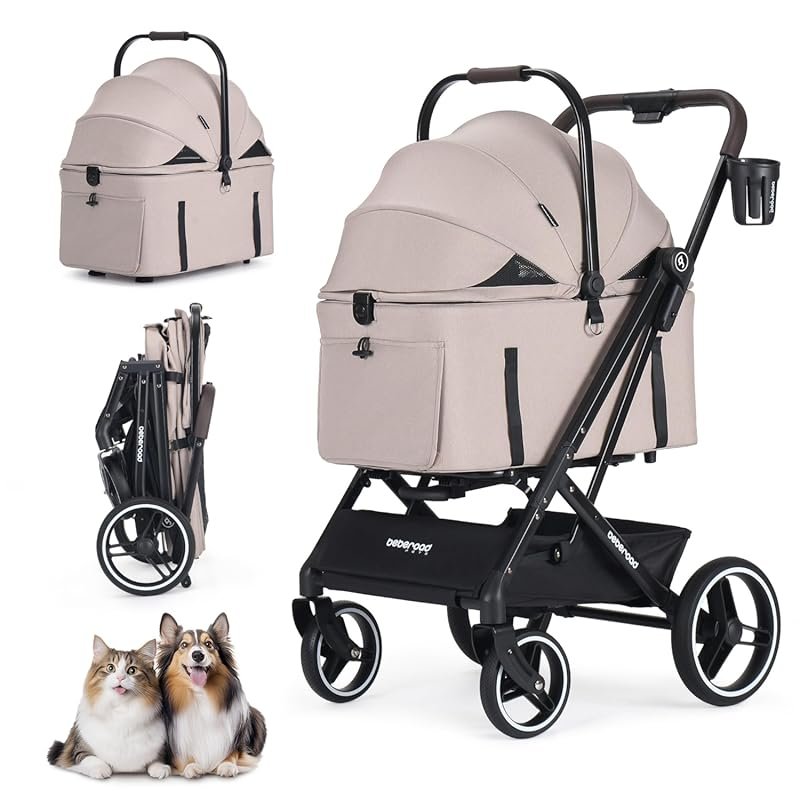 BEBEROAD X3 2-in-1 Pet Stroller for Medium Dogs and Cats, Foldable, Wa