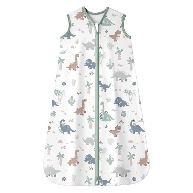 6-12 Month Baby Sleep Sack, 100% Cotton, 0.5 TOG, Dinosaur Print, Doub