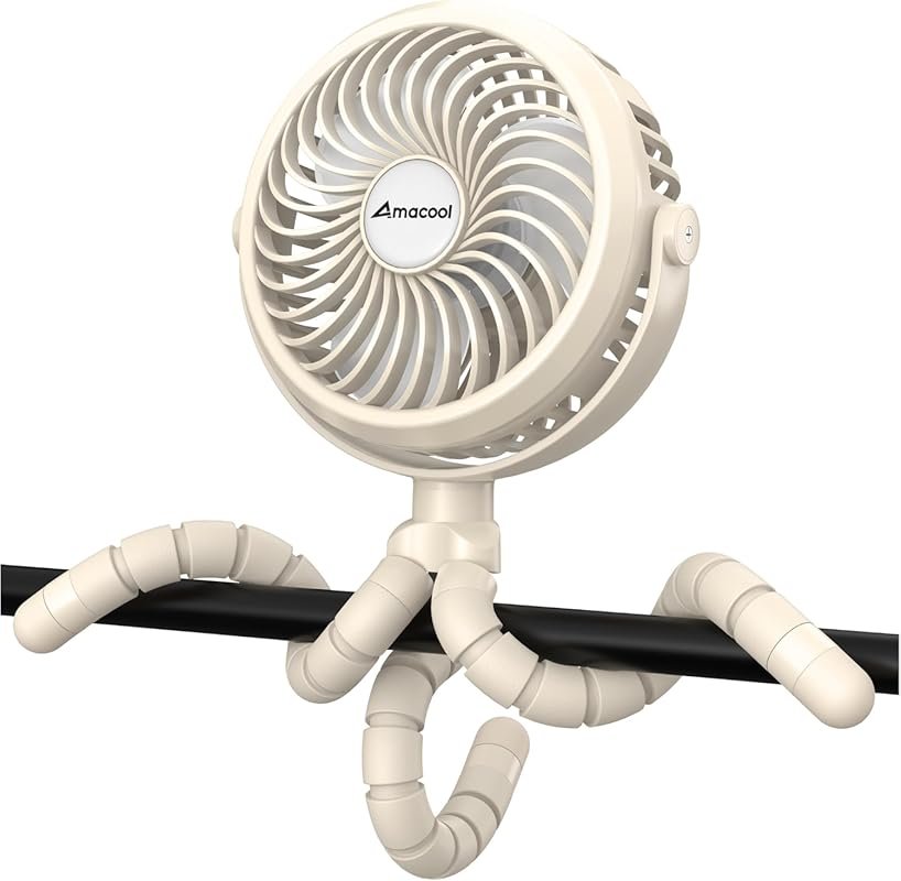 AMACOOL Battery Operated Stroller Fan, Rechargeable Clip-On Fan for Ca