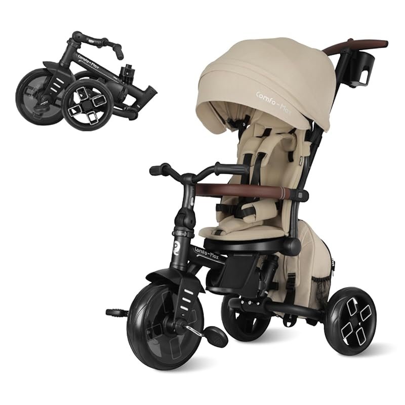 QPlay 8-in-1 Foldable Toddler Bike Stroller with Adjustable Handle and